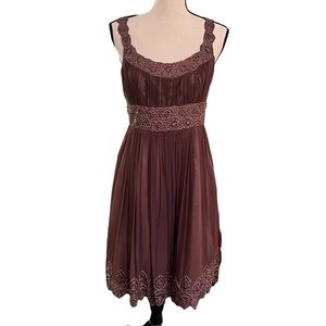 Adrianna Papell Evening Brown Dress w/ Beading